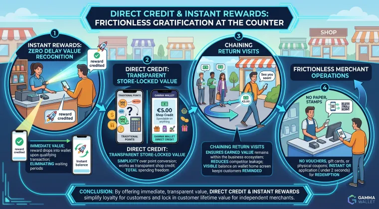 Direct credit and instant rewards: frictionless gratification at the counter