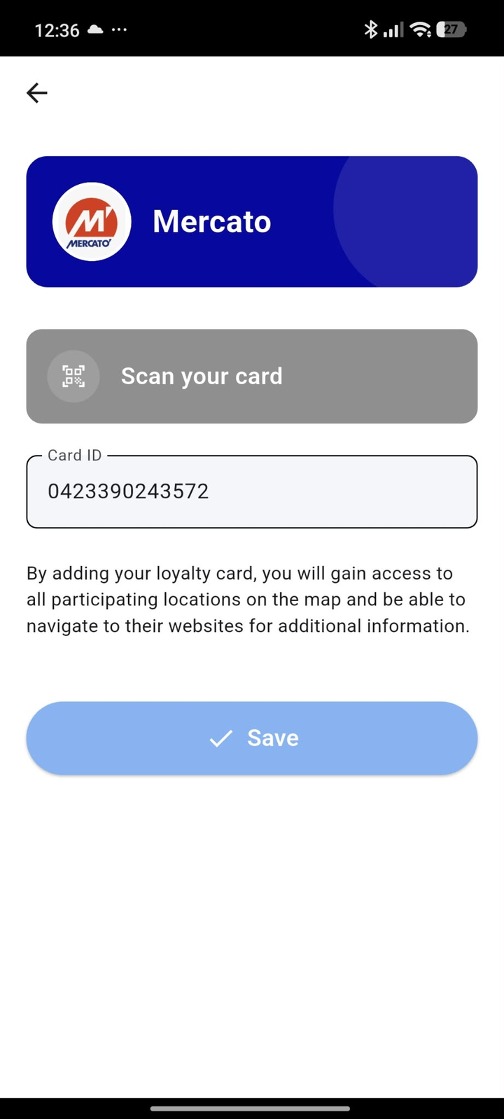 The loyalty card form