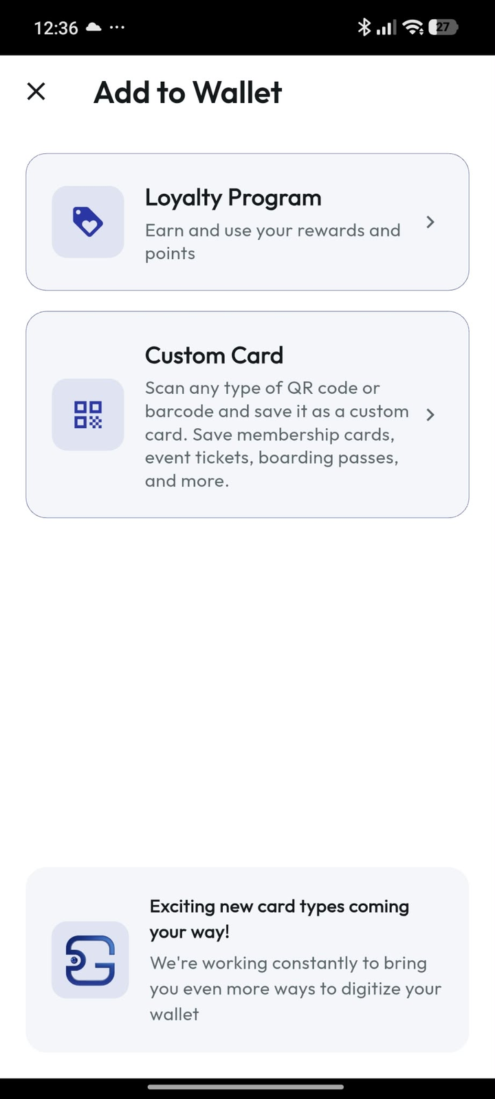 Choosing a card type