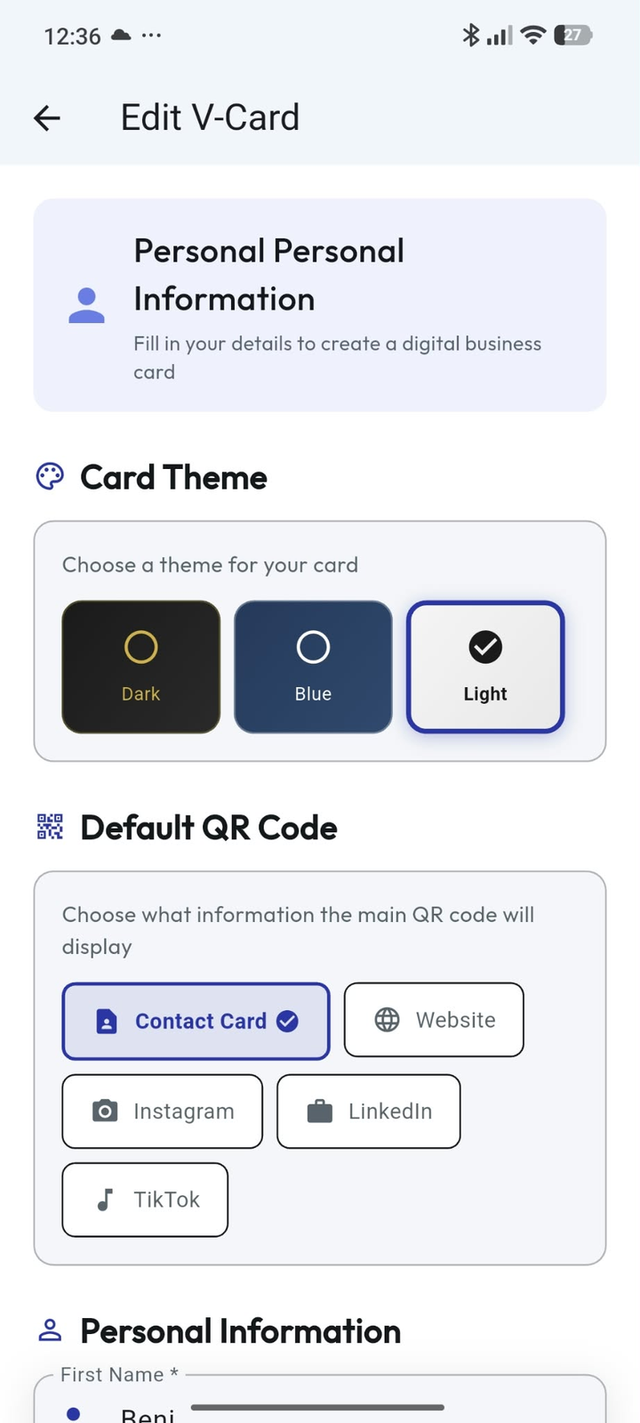 Edit V-Card