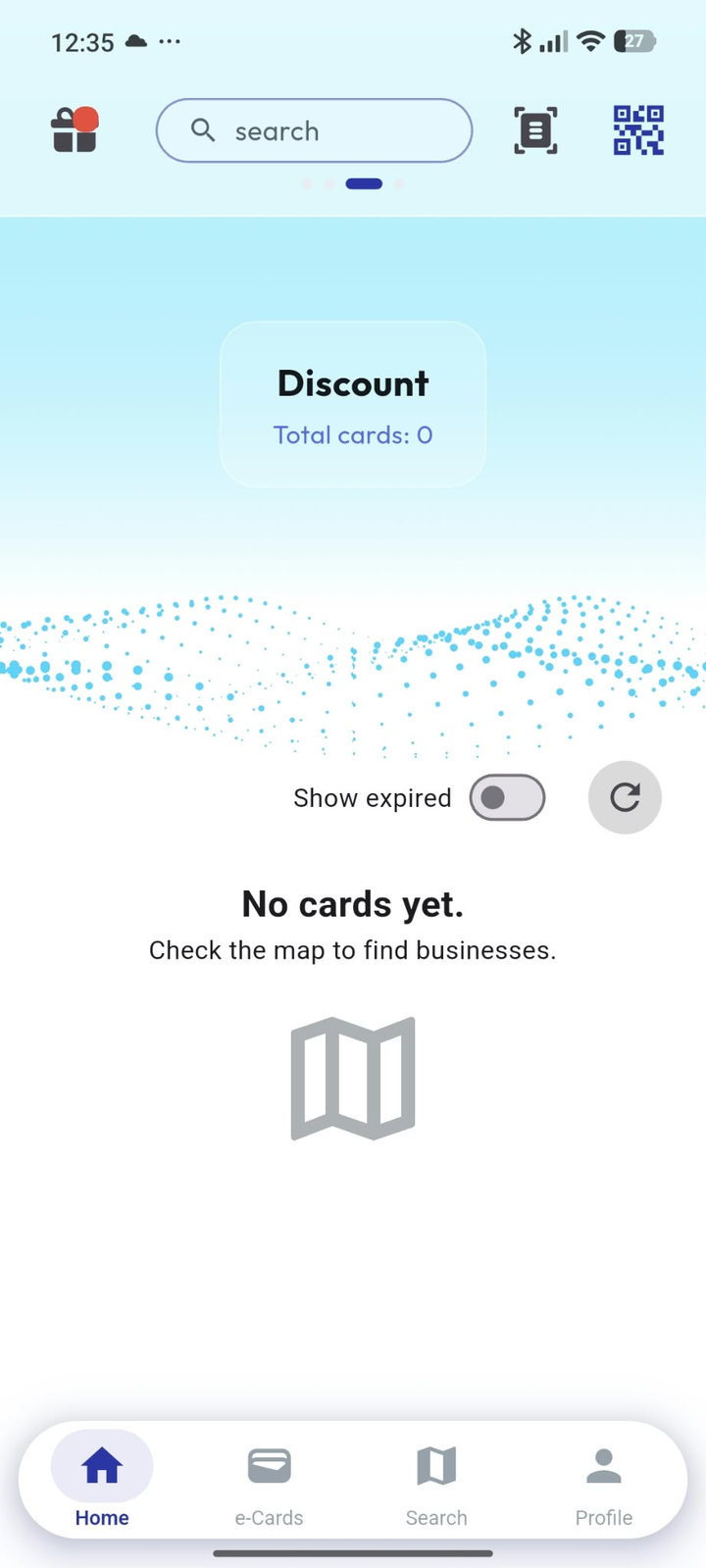 Discount, before any card has been added