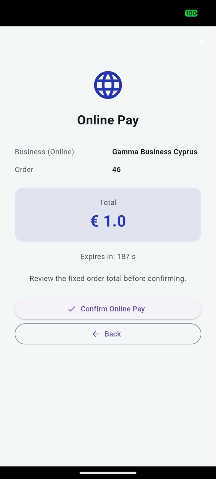 Confirm Online Pay